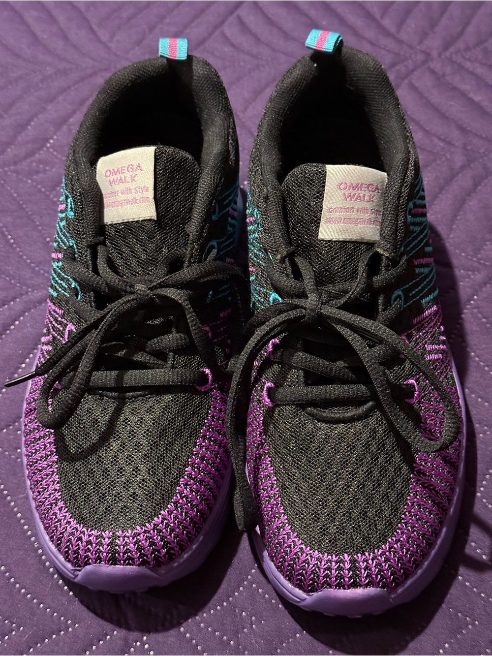 Onitsuka Tiger by Asics Black Knit Sneakers with Purple & Teal Accents